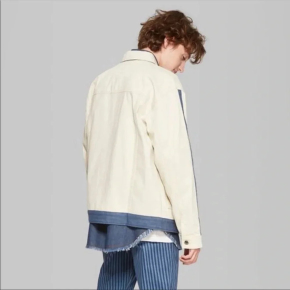Original Use Jacket BeachComber Denim Stripe Trucker Streetwear Ivory Cream - Picture 2 of 5